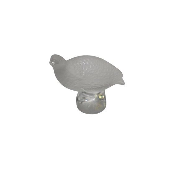 Lalique Frosted Crystal quail Partridge Bird Figurine Signed Collectible 2.25 In